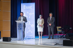 Od lewej: prof. PRz B. Miller, prof. PRz I. Włoch,  prof. P. Koszelnik, 